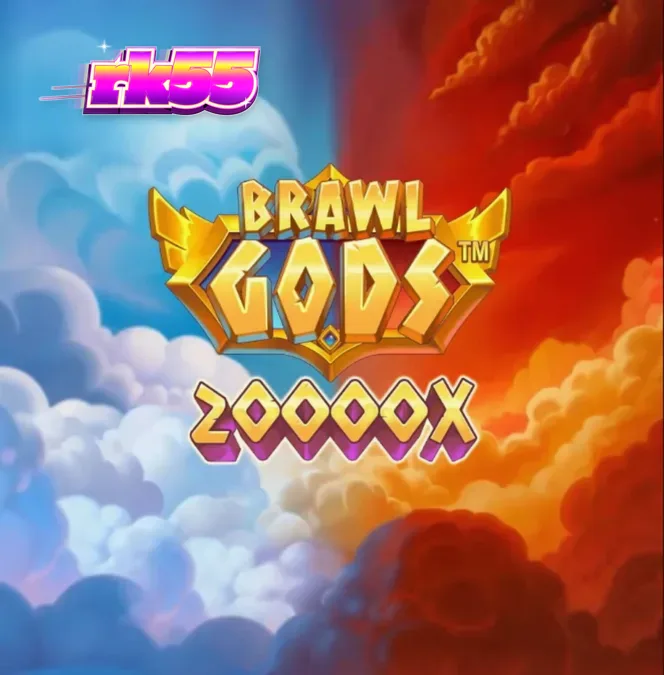 Tampilan antarmuka seluler slot Brawl Gods dengan desain split-screen Zeus dan Hades